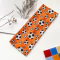 Orange soccer pattern sports headband, elastic sweat absorbent hair band for workout. - 8.5cm Soccer Headband / Orange