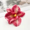 Nahaufnahme der lebendigen dunkelrosa Orchideenblumen Haarspange Detail, Urlaubsstil - 12cm / Rot