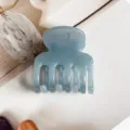 Blue translucent jelly hair claw clip for women, stylish daily hair accessory for styling. - Blue Gray