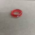 Red resin ring with small crystal, summer dopamine style stylish fashion jewelry accessory. - Ring-Red