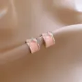 Elegante rosa Emaille Schleife Ohrringe, süße C-förmige Ohrstecker für den Alltag. - Schleife C-Form Ohrringe (21#) / Rosa-Schleife