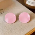 Boucles doreilles rondes en acrylique rose pour femmes style minimaliste mignon et tendance - Boucles d'oreilles puces rondes brillantes (69#) / Rose (Tige d'oreille en argent)