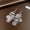 Boucles d'oreilles pendantes à pampilles de pétales creux superposés argentés chic. - Boucles d'oreilles crochets à pampilles pétales ajourés (3#) / Argent