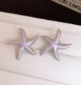 Exquises boucles d'oreilles étoile de mer émaillées, épingles en argent, détail chic. - Boucles d'oreilles étoile de mer en émail (46#) / Argent-Violet