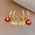 Plaqué Or 18k Strass Chien Cœur Boucles D'Oreilles Créoles Doubles Mode Luxe Chic - Boucles d'oreilles double couche Scottie Heart (38#) / Or-Rouge