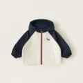Girls autumn hooded jacket with raglan sleeves and cute dog embroidery for kids. - 80 / Beige