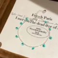 Exquisites mintgrünes Stein Silberketten Armband Sommer frischer Schmuck Damen Design - Armband / Silber-Minzgrün