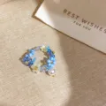 Handgefertigte blaue Perlenblumen Halskette, zarte minimalistische Schluesselbeinkette fuer Damen. - 3# Ring / Blau-Weiß