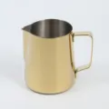 Gold stainless steel milk frothing pitcher, professional coffee latte art cup and milk jug - 600ml Titanium Gold with Scale - 304