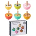 Ensemble de jouets toupie en bois animaux, design dessin animé mignon jouets éducatifs enfants. - Style Animal