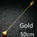 Long bar spoon 50cm gold cocktail spoon trident mixing spoon for bartender bar tools - 50cm / Gold