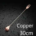 Rose gold bar spoon 30cm cocktail long mixing spoon with fork end for bartender drinks. - 30cm / Rose Gold