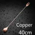 304 stainless steel long bar spoon with fork end, 40cm copper cocktail mixing spoon. - 40CM / Rose Gold