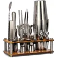 Set shaker à cocktail en acier inoxydable avec support acrylique accessoires de bar - Shaker Boston (750+600)