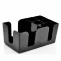 Zwarte plastic bar organizer voor rietjes, servetten en roerstaafjes, opbergdoos. - Zwart
