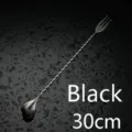 Stainless steel Japanese trident bar spoon 30cm black cocktail mixing spoon for bar use. - 30cm / Black