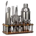 Set de shaker à cocktail en acier inoxydable, kit d'outils de bar avec support - 750ML