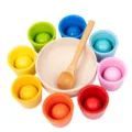 Jeu de tri de couleurs en bois Montessori avec tasses et boules colorées pour éducation. - Forfait 1 (Ensemble de 8 Pièces) / Lot de 8