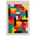 Jouet de puzzle géométrique en bois pour enfants, plateau de tri de formes colorées pour l'éveil. - Set 1 : tétris fin standard de couleur régulière