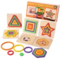 Jeu de puzzle tri des formes en bois Montessori jouet educatif pour enfants et tout-petits - Combinaison de Puzzle Stéréo de Forme