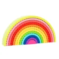 Jouet empilable arc-en-ciel ondulé en bois variante pour enfants blocs colorés - Arc-en-ciel Coloré