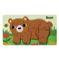 Puzzle 3D en bois pour enfants, forme d'ours mignon jouet d'apprentissage précoce. - [Set 2] Ours