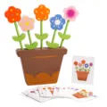 Jeu de construction en bois fleurs a empiler educatif et logique puzzle pour bebes et enfants - Jeu d'Arrangement Floral