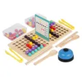 Ensemble de jouet educatif de perles en bois Montessori pour la cognition des couleurs - Lot 1 : Jeu de bataille de pinces à perles