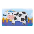 Kids wooden animal puzzle toy with cute cow shape and number recognition pieces for early learning - [Set 5] Cow