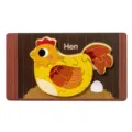 Wooden hen animal puzzle toy for kids, early education learning number board with egg. - [Set 9] Chicken