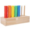 Jouet d'apprentissage en bois montessori tri et empilage jouets éducatifs enfants - Jeu de Lancer d'Anneaux Colorés