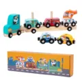 Jouet de voiture magnetique en bois pour enfants jeu educatif precoce vehicule transport - [Set 1] Petites voitures magnétiques