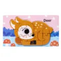 Wooden animal jigsaw puzzle for kids, cute deer cartoon design with numbers for early learning. - Set 17: Deer