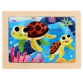 Wooden jigsaw puzzle for kids, early learning educational toy with cute sea turtle design. - Sea Turtle