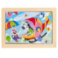 Wooden 12-piece kids puzzle board, cute cartoon zebra and helicopter design for kids - Helicopter