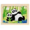 Kids Wooden Jigsaw Puzzle 12 Pieces Cute Panda Design Educational Early Learning Toy for Toddlers. - Panda