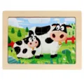 Wooden educational puzzle 12 pieces cute cartoon cow design early learning toy for kids - Cow