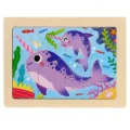 Wooden puzzle toy for kids, cute narwhal design, 12 pieces early education learning jigsaw. - Narwhal