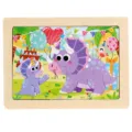 Wooden 12-piece jigsaw puzzle for kids, cute dinosaur cartoon educational early learning toy. - Dinosaur 4