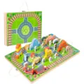 Ensemble de jouets de construction de piste de ville en bois avec boite de rangement enfant - Ensemble de Piste de Train de Ville