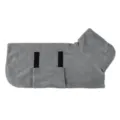 Grauer Haustier Hund Bademantel mit Kapuze und Klettverschluss, saugstarkes Hundetrockentuch. - Größe XS – 105 g (für Haustiere von 4–7 kg) / Grau