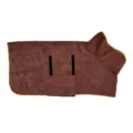 Brauner Hunde-Bademantel mit Kapuze und Klettverschluss für schnelle Haustier-Trocknung. - Größe XS – 105 g (für Haustiere von 4–7 kg) / Kaffeebraun