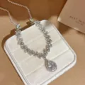 Exquisite marquise zircon necklace featuring a stunning teardrop pendant for women detail. - Silver White