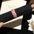 Roségoud roze zirkonia cluster open ring, elegante bloemige mode sieraden vrouwen. - Paarse zirkonia bloemring (52#) / Champagnegoud