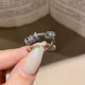 Zilveren spinner ring met zirkonia, stijlvol kralen ontwerp voor dagelijks gebruik. - Micro-Pave Abacus Gelukskraal Stijl (80#) / Zilver