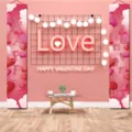 Main image of Valentine's Day hanging banners couplets pink heart love party decor 2pcs - Pink Heart / Custom Size