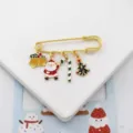 Christmas brooch pin with cute Santa, candy cane, bells and tree pendants for holiday gifts. - Bell Santa Candy Tree Style (2)