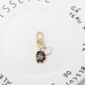 Japanese style koi fish cloud keychain metal gold cute car bag charm pendant gift accessory - Black
