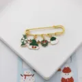 Kerst geëmailleerde broche veiligheidsspeld met rendier en krans hangertjes voor jas tas - Snoep Rendier Krans Hoed Stijl (5)