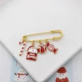Kerst broche schattig geëmailleerd zuurstok geschenkdoos speld badge voor kleding tas - Vrolijk Kerstfeest Kerstman Cadeau Snoep Stijl (6)